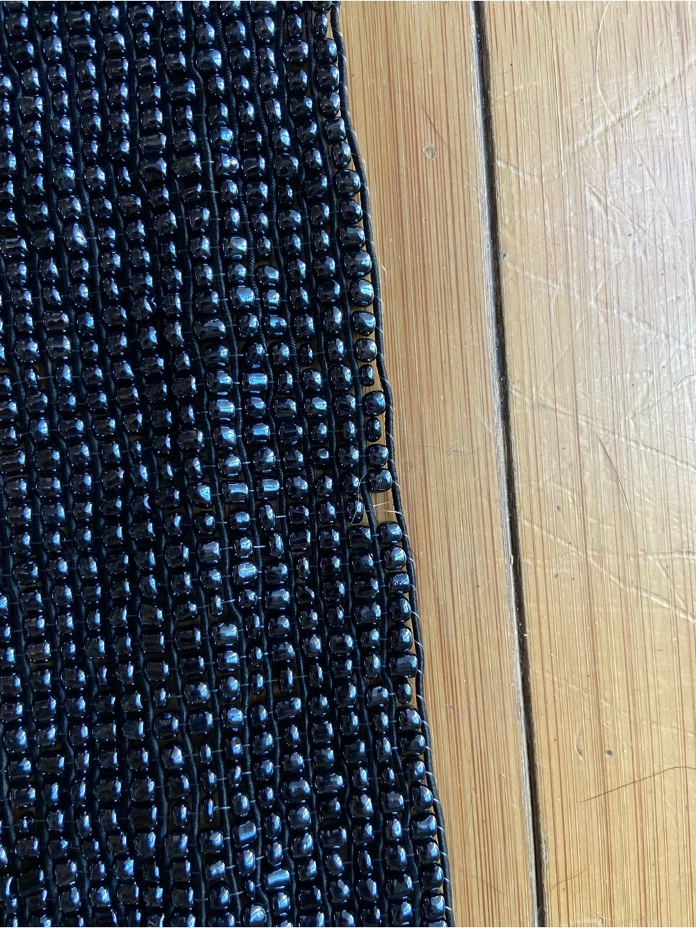Elastic Woven Belt in Navy Beads